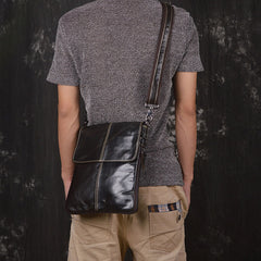 Vintage Leather Small Messenger Bag Shoulder Bag For Men
