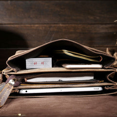 Cool Leather Mens Small Messenger Bag Vintage Shoulder Bag For Men