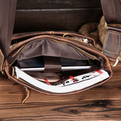 Vintage Leather Cool Small Messenger Bag Shoulder Bag For Men