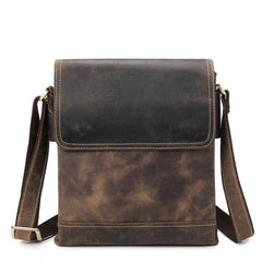 Cool Leather Mens Small Messenger Bag Vintage Shoulder Bag For Men