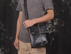 Vintage Leather Small Messenger Bag Shoulder Bag For Men