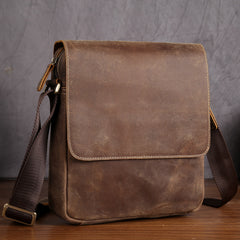 Leather Mens Brown Cool Messenger Bag Vintage Shoulder Bags For Men