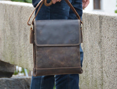 Cool Leather Mens Small Messenger Bag Vintage Shoulder Bag For Men
