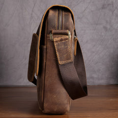 Leather Mens Brown Cool Messenger Bag Vintage Shoulder Bags For Men
