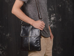 Vintage Leather Small Messenger Bag Shoulder Bag For Men