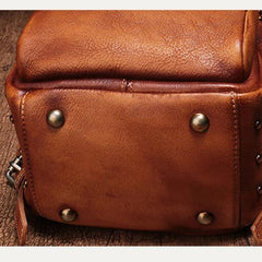 Cute Brown Leather Womens Backpacks Small Vintage Black Leather Backpack for Ladies