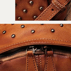 Vintage Brown Leather Womens Backpacks Small Black Leather Backpack for Ladies