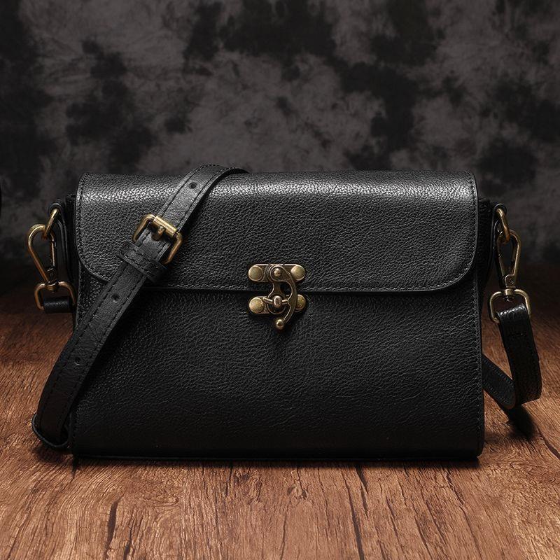 Vintage Ladies Red Leather Small Satchel Shoulder Bags Side Bag Cross Body Purses For Women