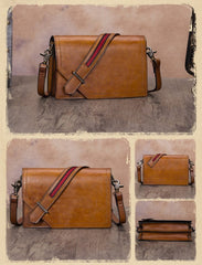 Leather Vintage Red Womens Side Bag Square Flap Over Satchel Shoulder Bag Crossbody Bag Purse for Ladies