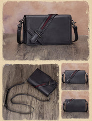 Leather Vintage Red Womens Side Bag Square Flap Over Satchel Shoulder Bag Crossbody Bag Purse for Ladies