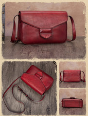 Brown Vintage Ladies Leather Small Satchel Shoulder Bag Purse Green Side Bag for Women