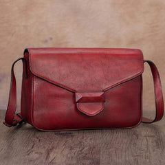 Brown Vintage Ladies Leather Small Satchel Shoulder Bag Purse Green Side Bag for Women