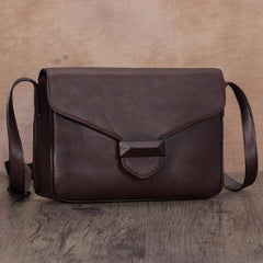 Brown Vintage Ladies Leather Small Satchel Shoulder Bag Purse Green Side Bag for Women