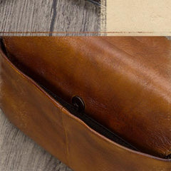 Brown Vintage Ladies Leather Small Satchel Shoulder Bag Purse Green Side Bag for Women