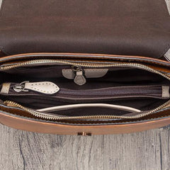 Green Vintage Ladies Leather Small Satchel Shoulder Bag Purse Brown Side Bag for Women