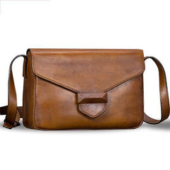 Green Vintage Ladies Leather Small Satchel Shoulder Bag Purse Brown Side Bag for Women