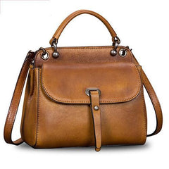 Brown Vintage Ladies Leather Square Satchel Handbag Purse Red SHoulder Bag Side Bag for WOmen