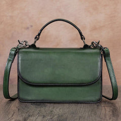 Green Vintage Ladies Leather Satchel Handbag Purse Green SHoulder Bag Side Bag for WOmen