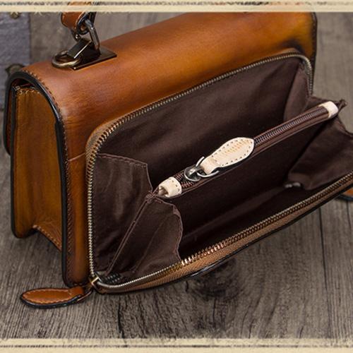 Green Vintage Ladies Leather Satchel Handbag Purse Green SHoulder Bag Side Bag f SM8388663
