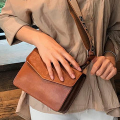 Red Vintage Leather Womens Chain Shoulder Bag Brown Side Bag Cross body Purse for Ladies