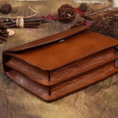 Red Vintage Leather Womens Chain Shoulder Bag Brown Side Bag Cross body Purse for Ladies