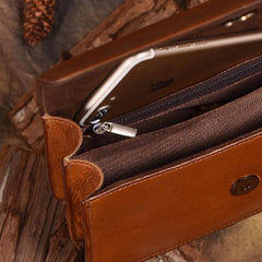 Red Vintage Leather Womens Chain Shoulder Bag Brown Side Bag Cross body Purse for Ladies