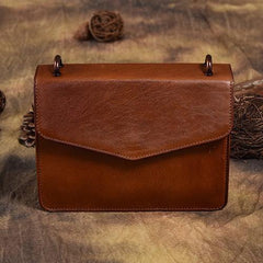 Red Vintage Leather Womens Chain Shoulder Bag Brown Side Bag Cross body Purse for Ladies