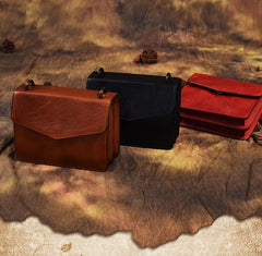 Red Vintage Leather Womens Chain Shoulder Bag Brown Side Bag Cross body Purse for Ladies