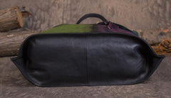 Vintage Womens Color Block Leather Tote Women Shopping Bag Purse Handbags Shoulder Bags