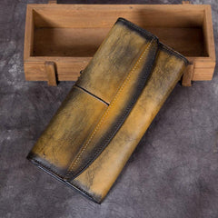 Red Vintage Womens Leather Trifold Brown Long Wallet Purse Green CLutch Phone Wallet for Ladies