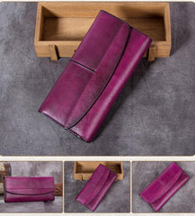 Red Vintage Womens Leather Trifold Brown Long Wallet Purse Green CLutch Phone Wallet for Ladies