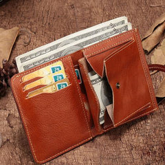 Slim Mens Brown Leather Vertical Small billfold Wallet Bifold Black Small Wallet for Men