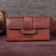 Colorful Vintage Leather Wallet Womens Blue Long Wallet Womens Red Clutch Purse for Ladies