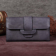 Brown Vintage Leather Wallet Womens Blue Long Wallet Womens Red Clutch Purse for Ladies