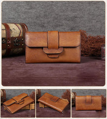 Brown Vintage Leather Wallet Womens Blue Long Wallet Womens Red Clutch Purse for Ladies