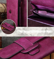 Colorful Vintage Leather Wallet Womens Blue Long Wallet Womens Red Clutch Purse for Ladies