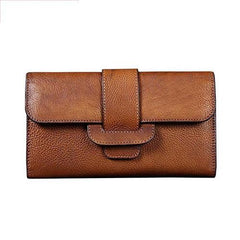 Brown Vintage Leather Wallet Womens Blue Long Wallet Womens Red Clutch Purse for Ladies