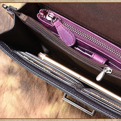 Vintage Womens Black Leather SMall Side Bag Red Clutch Purse Shoulder Bag for Ladies