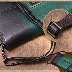 Vintage Womens Black Leather SMall Side Bag Red Clutch Purse Shoulder Bag for Ladies