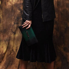 Vintage Womens Black Leather SMall Side Bag Red Clutch Purse Shoulder Bag for Ladies