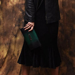 Vintage Womens Black Leather SMall Side Bag Red Clutch Purse Shoulder Bag for Ladies