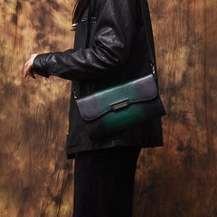 Vintage Womens Black Leather SMall Side Bag Red Clutch Purse Shoulder Bag for Ladies