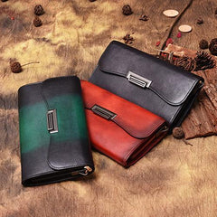 Vintage Womens Black Leather SMall Side Bag Red Clutch Purse Shoulder Bag for Ladies