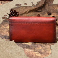 Vintage Womens Black Leather SMall Side Bag Red Clutch Purse Shoulder Bag for Ladies