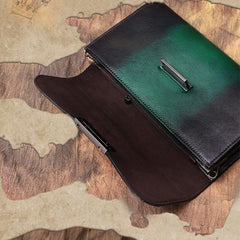 Vintage Womens Black Leather SMall Side Bag Red Clutch Purse Shoulder Bag for Ladies