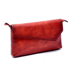 Green Vintage Leather Long Wallet Womens With Strap Red Folded Clutch Wallet Purse for Ladies