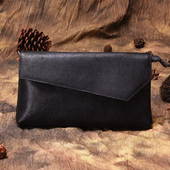 Brown Vintage Leather Long Wallet Womens With Strap Red Folded Clutch Wallet Purse for Ladies