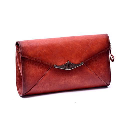 Vintage Red Leather Wallet Womens Side Bag Clutch Wallet Purse Green Shoulder Ba FJX6258006