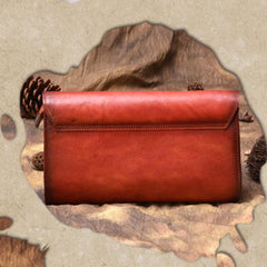 Vintage Black Leather Wallet Womens Clutch Wallet With Strap Purse Green Shoulder Bag