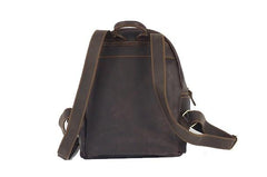 Vintage Mens Coffee Leather Backpack Travel Backpack Leather School Backpacks for Men